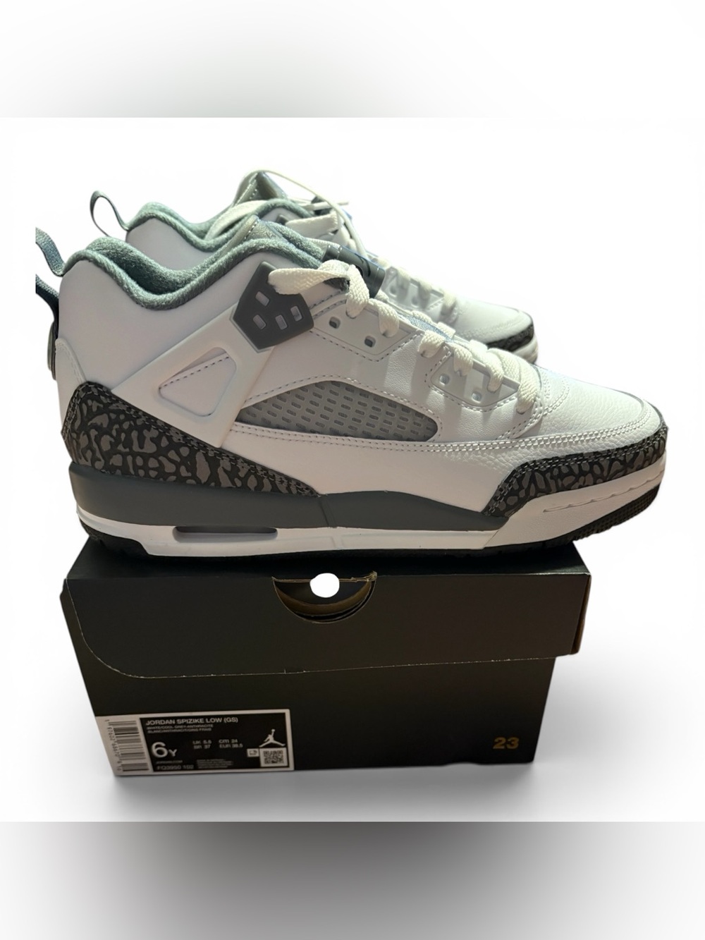 Jordan Spizike Low "White Cool Grey" 6Y/8W NWB